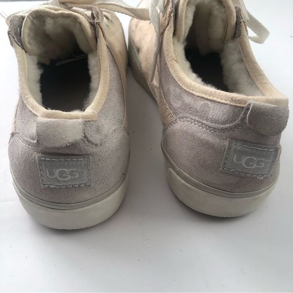 UGG Evera wool shearling lined low top canvas and leather sneaker woman size 8.5 - Picture 3 of 9